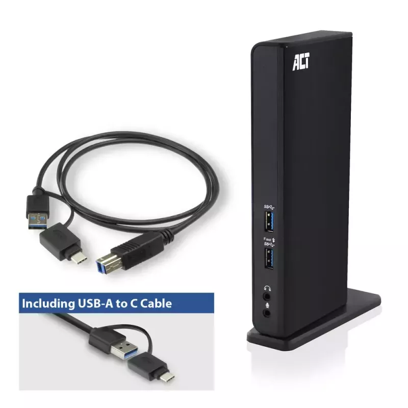 ACT universali USB-C arba USB-A dokų stotelė, skirta 2 HDMI monitoriams, DisplayLink