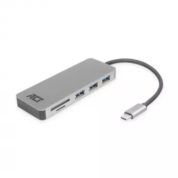 ACT USB-C 3.0 stotelė, 3x USB-A, kortelių skaitytuvas, PD perdavimas