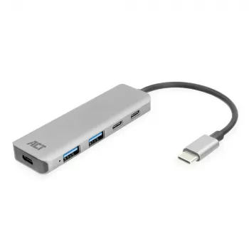ACT AC7072 USB 3.2 Gen 1 Type-C centrinis įrenginys 5000 Mbit/s juoda pilka