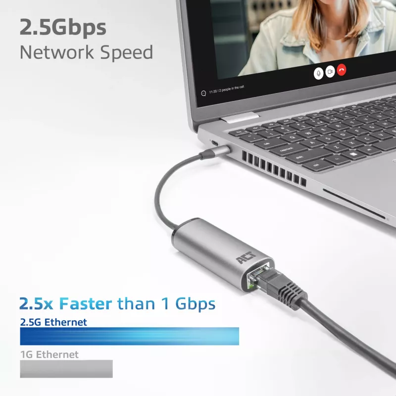 USB-C Ethernet adapterius ACT AC7081 2,5 Gbit/s aliuminis