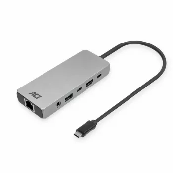 ACT USB-C 4K / 8K 30Hz dokavimo stotelė su 1 HDMI monitoriumi, 2,5 Gigabit eternetu, USB-C 10Gbps, USB-A 10Gbps, 3,5 mm garso išvestimi, PD praėjimu