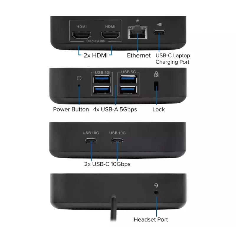 ACT Universal USB-C dokų stotelė 4K, 2 HDMI/DisplayPort monitoriams, DisplayLink, kompaktiškas dizainas
