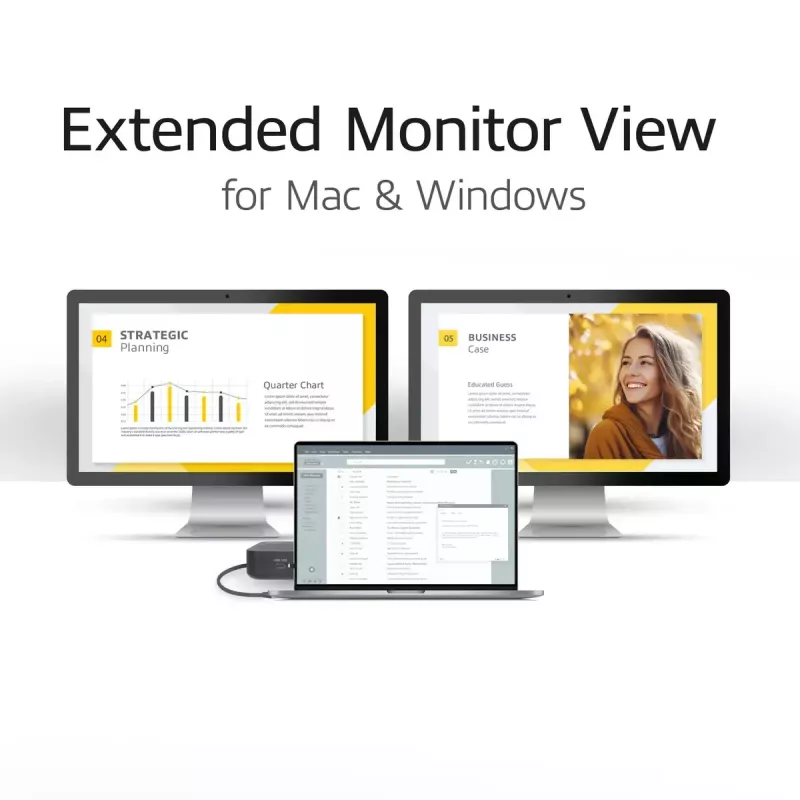 ACT Universal USB-C dokų stotelė 4K, 2 HDMI/DisplayPort monitoriams, DisplayLink, kompaktiškas dizainas