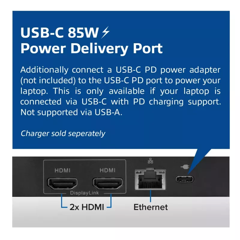 ACT Universal USB-C dokų stotelė 4K, 2 HDMI/DisplayPort monitoriams, DisplayLink, kompaktiškas dizainas