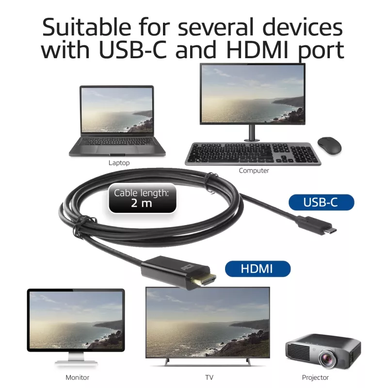 USB-C į HDMI kabelis ACT AC7315 2 metrai