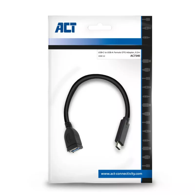 ACT USB 3.0 laidas OTG USB-C (vyriškas) į USB-A (moterišką) 0,2 m, 5 Gbit/s