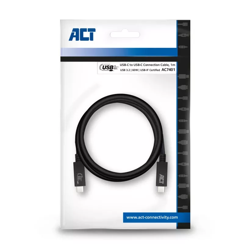 ACT USB 3.0 laidas USB-C USB-IF sertifikuotas 1 metras 5 Gbit/s