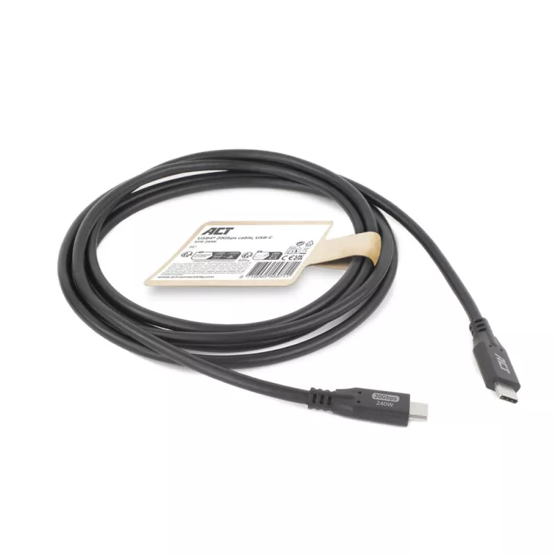 ACT USB4 20Gbps 240W USB Type-C laidas 0,5 m juodas