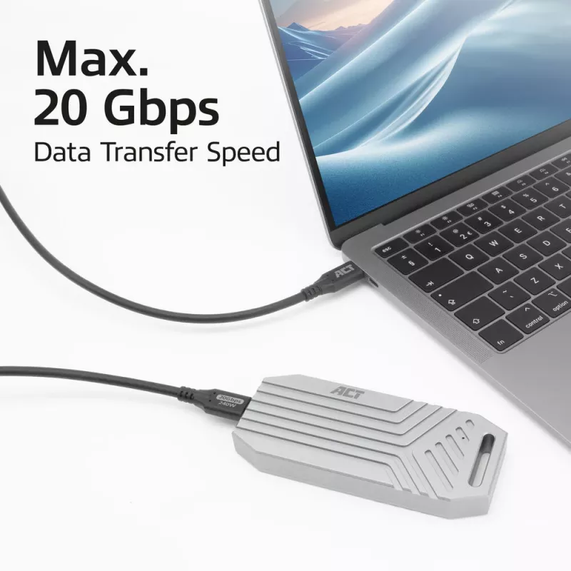 ACT USB4 20Gbps 240W USB Type-C laidas 0,5 m juodas