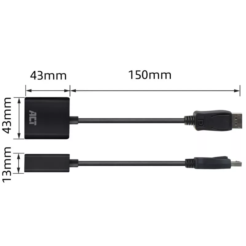 ACT DisplayPort (vyriškas) į DVI (moteriškas) adapteris 0,15 m AC7510
