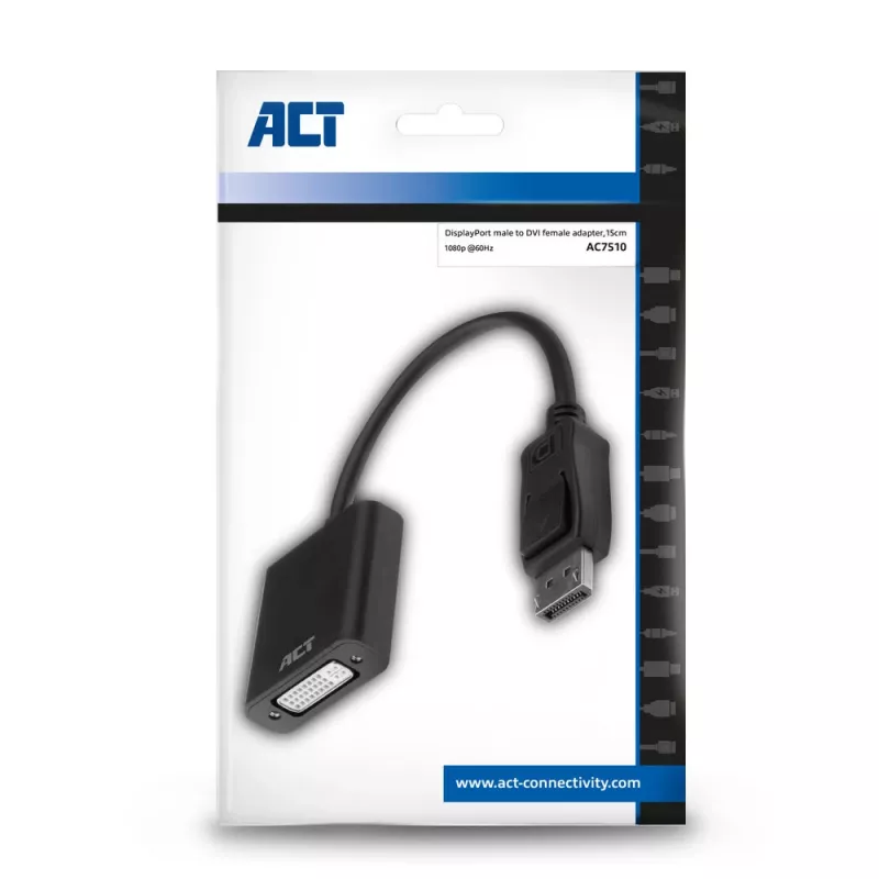 ACT DisplayPort (vyriškas) į DVI (moteriškas) adapteris 0,15 m AC7510