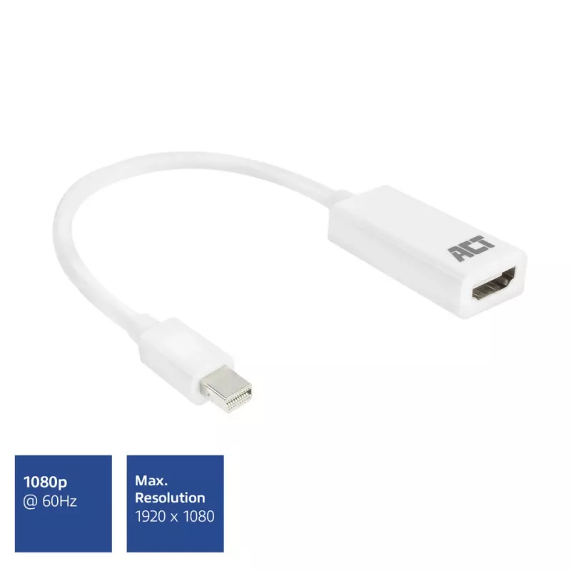 ACT 0,15 m Mini DisplayPort (vyriškas) į HDMI-A (moterišką) adapteris