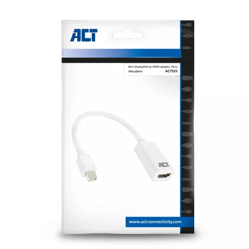 ACT 0,15 m Mini DisplayPort (vyriškas) į HDMI-A (moterišką) adapteris