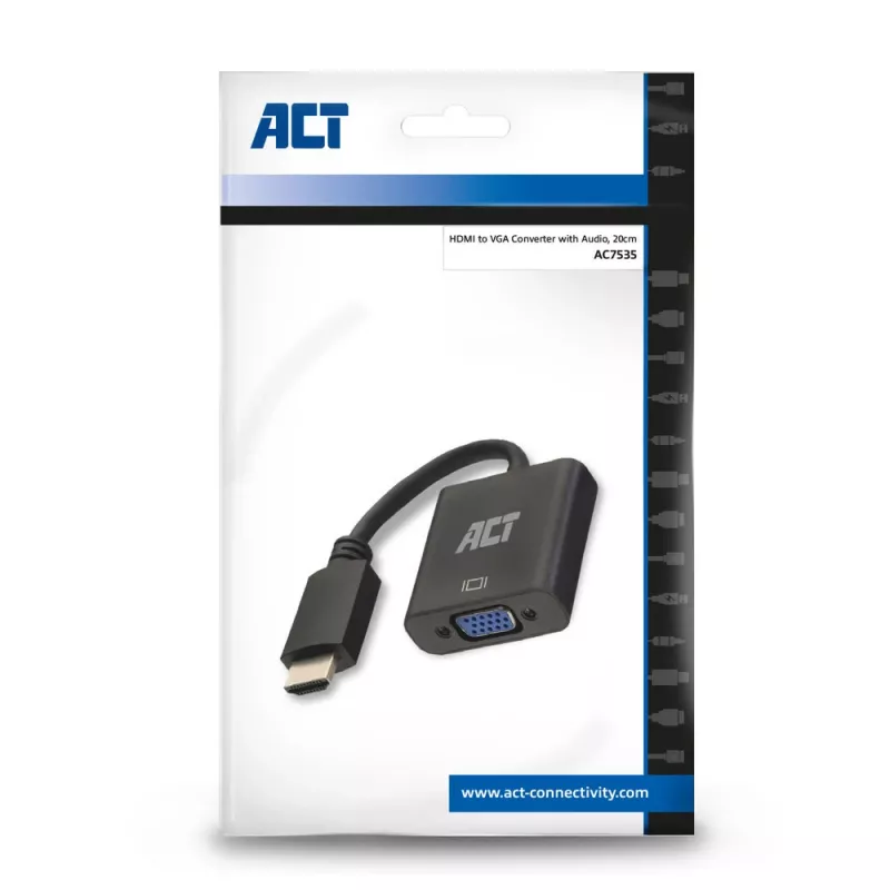 ACT AC7535 HDMI į VGA adapteris su garsu, 0,15 m