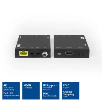 AV siųstuvas ir imtuvas ACT 4K HDMI 2.0 prailgintuvas per CAT6 UTP su IR palaikymu 60 metrų