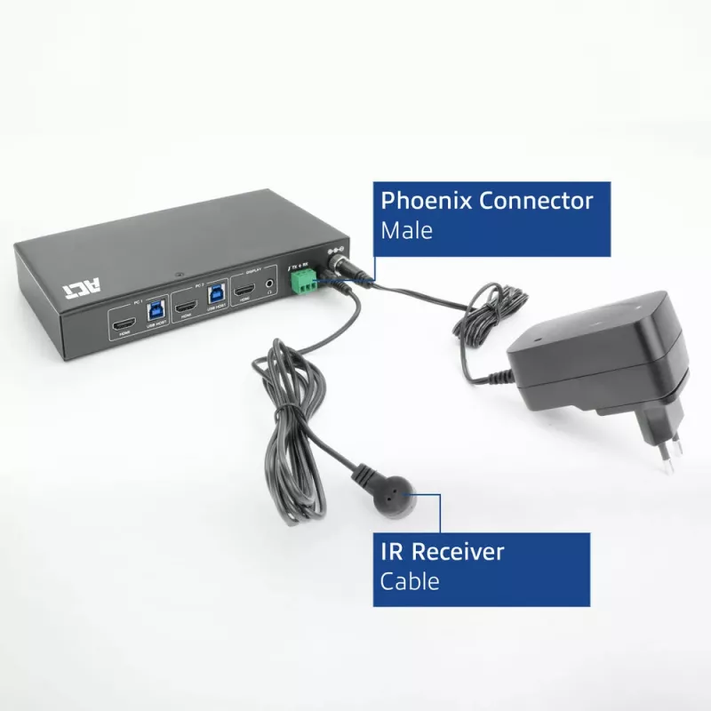 ACT 2 prievadų HDMI 4K@60Hz KVM jungiklis su USB 3.2 Gen1 (USB 3.0)
