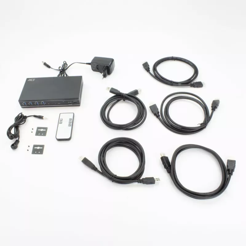 ACT 2 prievadų HDMI 4K@60Hz KVM jungiklis su USB 3.2 Gen1 (USB 3.0)
