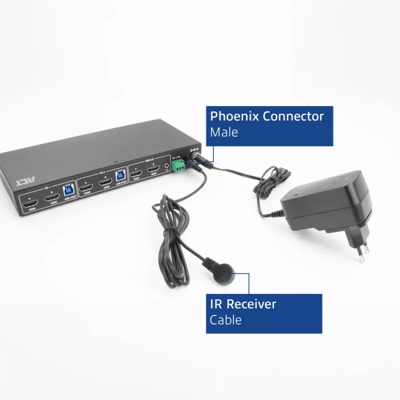 ACT 2-Port Dual HDMI 4K@60Hz KVM jungiklis, USB 3.2 Gen1 (USB 3.0)