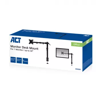 ACT Vieno monitoriaus laikiklis ACT AC8301, spaustuvinis/varžtinis, 8 kg, 10–32 colių