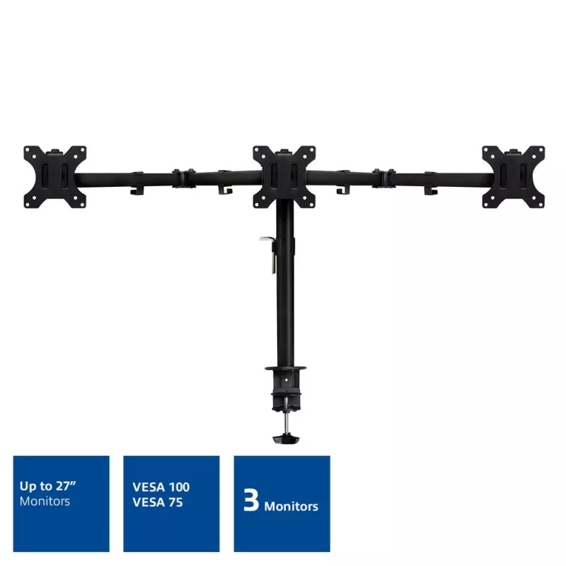 ACT Trijų monitorių laikiklis AC8303 – spaustuvinis / per angą, 30 kg, 13–27 col.