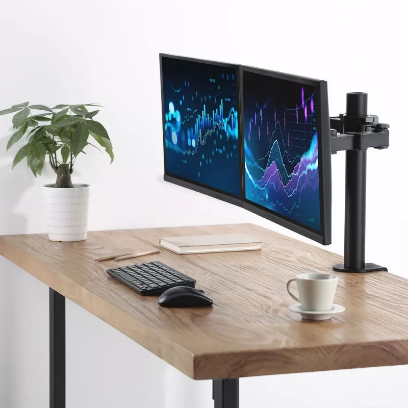 ACT dviejų monitorių laikiklis Office Solid Pro spaustuvu/per angą 12 kg 10-32 col.