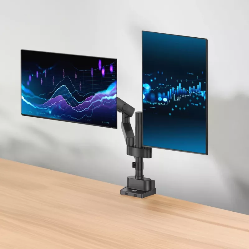 ACT monitorių laikiklis 35 colių biuro solid pro, mechaninė spyruoklė, 2 monitoriai