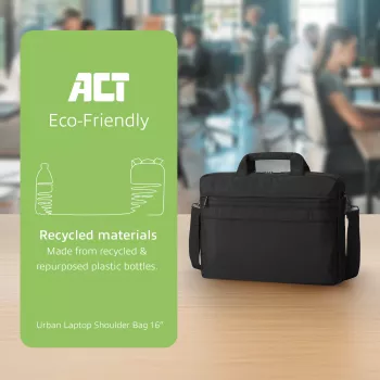 ACT Urban petinė kuprinė nešiojamiesiems kompiuteriams iki 16 colių, iš perdirbtų plastikinių butelių