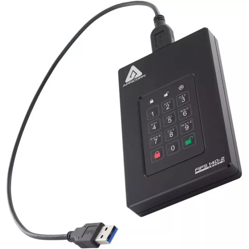Išorinis HDD diskas Apricorn 2 TB USB Type-A į USB Type-C Aegis Fortress L3
