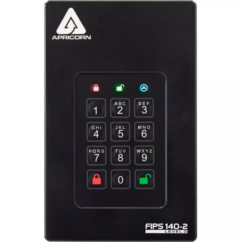Išorinis HDD diskas Apricorn 2 TB USB Type-A į USB Type-C Aegis Fortress L3