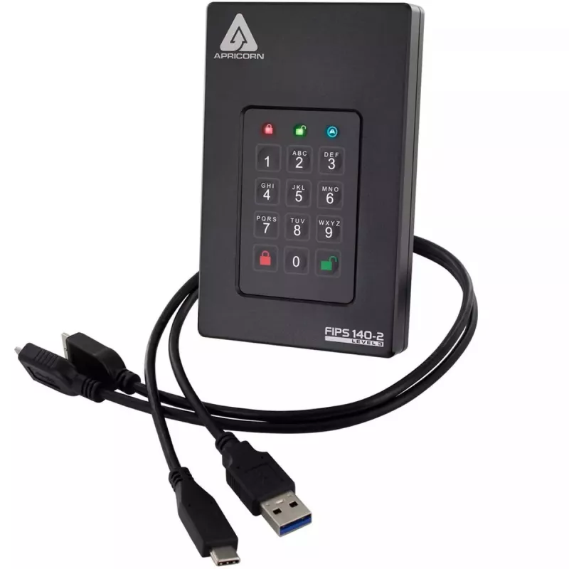 Išorinis HDD diskas Apricorn 2 TB USB Type-A į USB Type-C Aegis Fortress L3
