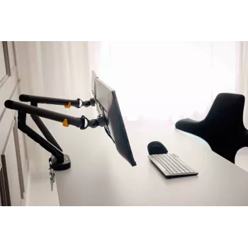 BakkerElkhuizen BE Flexible Dual dviejų monitorų laikiklis, tamsiai pilkas, spaustuvas, 20 kg, 43,2 cm (17 colių), 88,9 cm (35 coliai), 100 x 100 mm