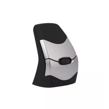 BakkerElkhuizen DXT 2 Precision Mouse belaidė, ambidekstrinė, vertikalaus dizaino, lazerinė, RF belaidė + Bluetooth, 2000 DPI, juoda, pilka