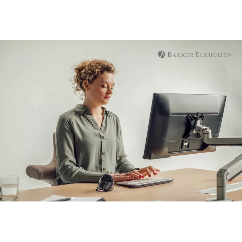 BakkerElkhuizen Evoluent D Didelė, Dešinei rankai, Vertikalus dizainas, Lazerinis, USB A, 3200 DPI, Juoda, Pilka, Sidabrinė