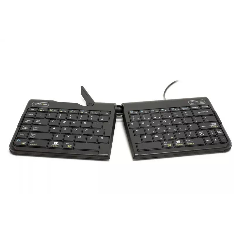 BakkerElkhuizen Goldtouch Travel Go2 Wired DE Qwertz, Mini, laidinė, USB, žirklinis jungiklis, QWERTZ, juoda