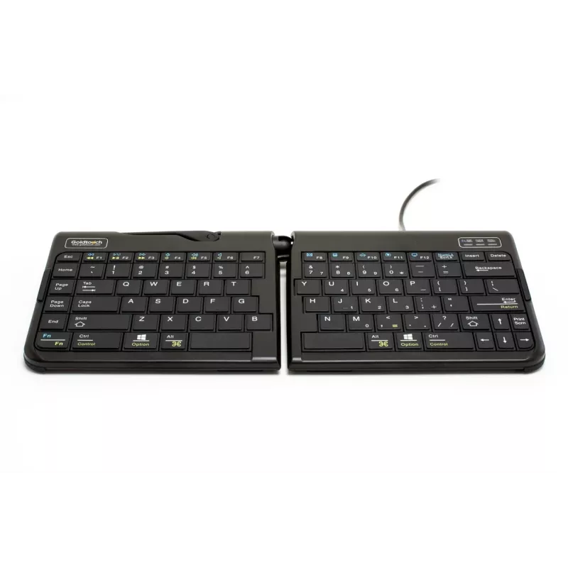 BakkerElkhuizen Goldtouch Travel Go2 Wired DE Qwertz, Mini, laidinė, USB, žirklinis jungiklis, QWERTZ, juoda