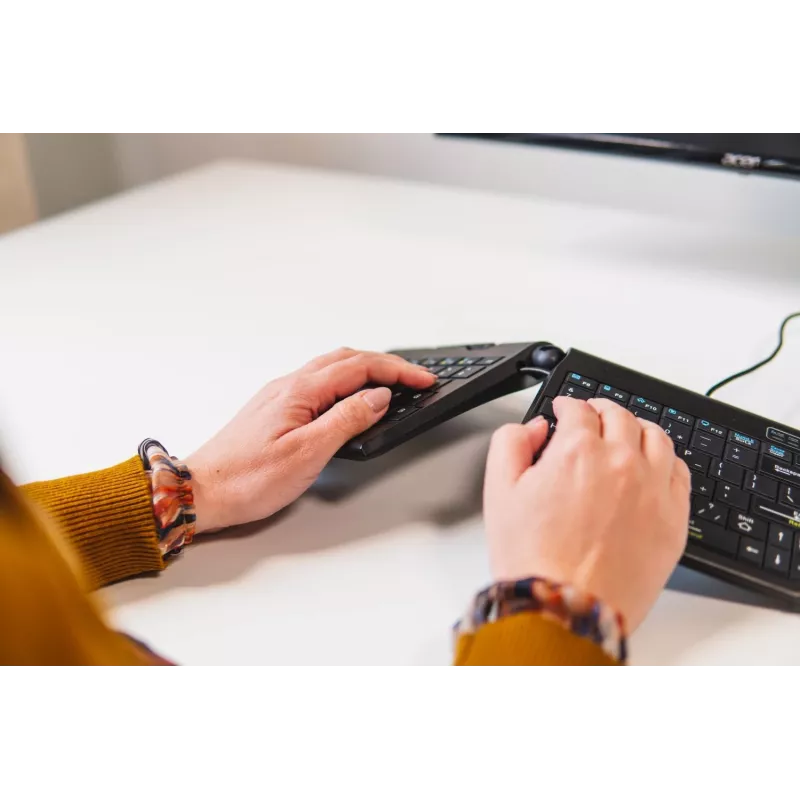 BakkerElkhuizen Goldtouch Travel Go2 Wired DE Qwertz, Mini, laidinė, USB, žirklinis jungiklis, QWERTZ, juoda