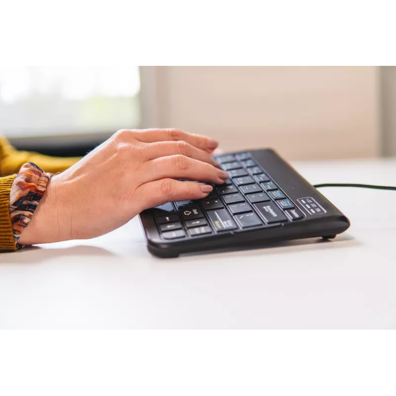 BakkerElkhuizen Goldtouch Travel Go2 Wired DE Qwertz, Mini, laidinė, USB, žirklinis jungiklis, QWERTZ, juoda