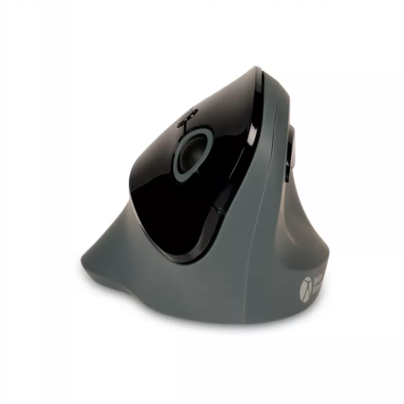 BakkerElkhuizen PRF Mouse Wireless belaidė vertikali pelė, tamsiai pilka, dešinei rankai, optinė, RF belaidė, 1600 DPI, juoda, pilka