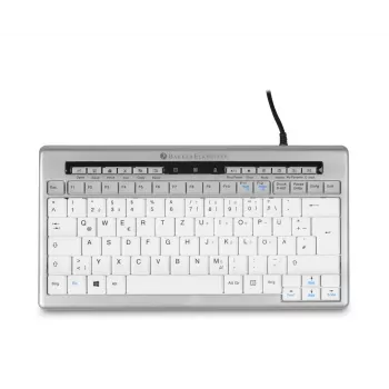 BakkerElkhuizen S-Board 840 DE Qwertz, Tenkeyless (80 - 87%), Laidinė, USB, Žirklinis mechanizmas, QWERTZ, Šviesiai pilka, Balta