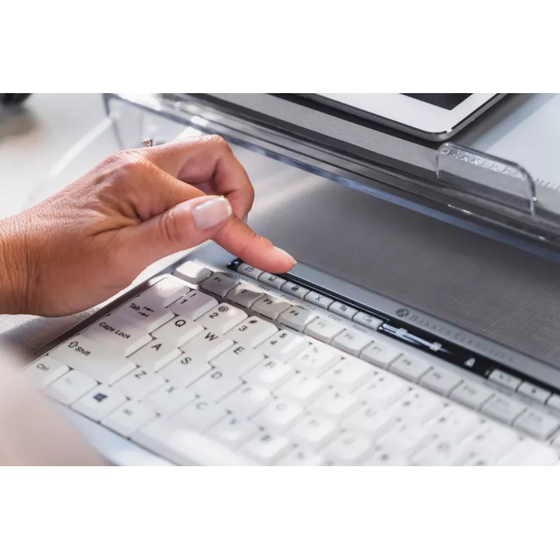 BakkerElkhuizen S-Board 840 DE Qwertz, Tenkeyless (80 - 87%), Laidinė, USB, Žirklinis mechanizmas, QWERTZ, Šviesiai pilka, Balta