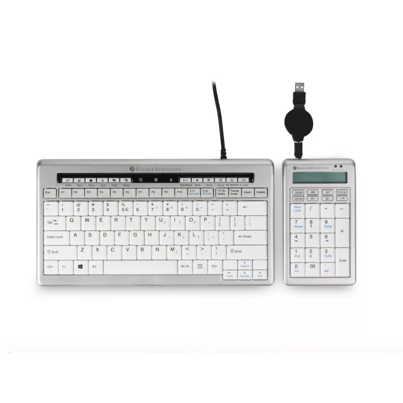 BakkerElkhuizen S-board 840 Numeric skaitmeninė klaviatūra, USB, PC, 1,2 m, šviesiai pilka, balta