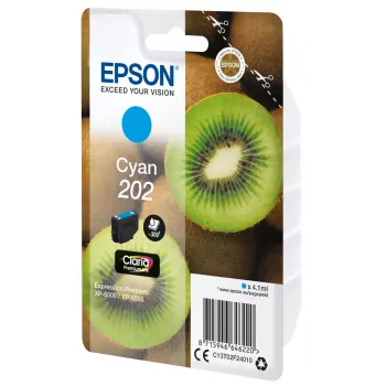 Epson Kiwi Original Cyan 202 Claria Premium rašalinė kasetė, standartinė talpa, 4,1 ml, 300 puslapių
