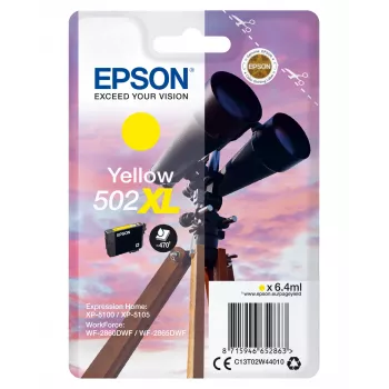 Epson 502XL geltona kasetė, didelės talpos (XL), pigmentinis rašalas, 6.4 ml, 1 vnt., 470 puslapių