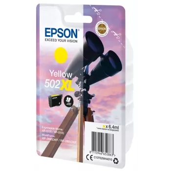 Epson 502XL geltona kasetė, didelės talpos (XL), pigmentinis rašalas, 6.4 ml, 1 vnt., 470 puslapių