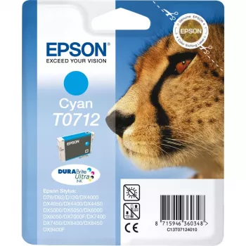 Epson Cheetah Singlepack Cyan T0712 DURABrite Ultra rašalas, žalsvai mėlyna, 1 vnt.