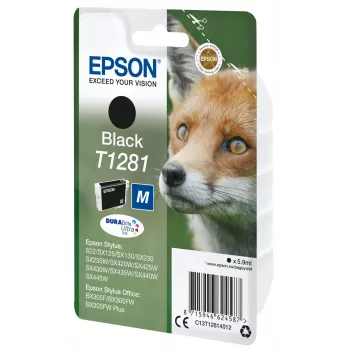 Epson Fox Singlepack Black T1281 DURABrite Ultra rašalas, juodas, pigmentinis, 5,9 ml, 1 vnt.