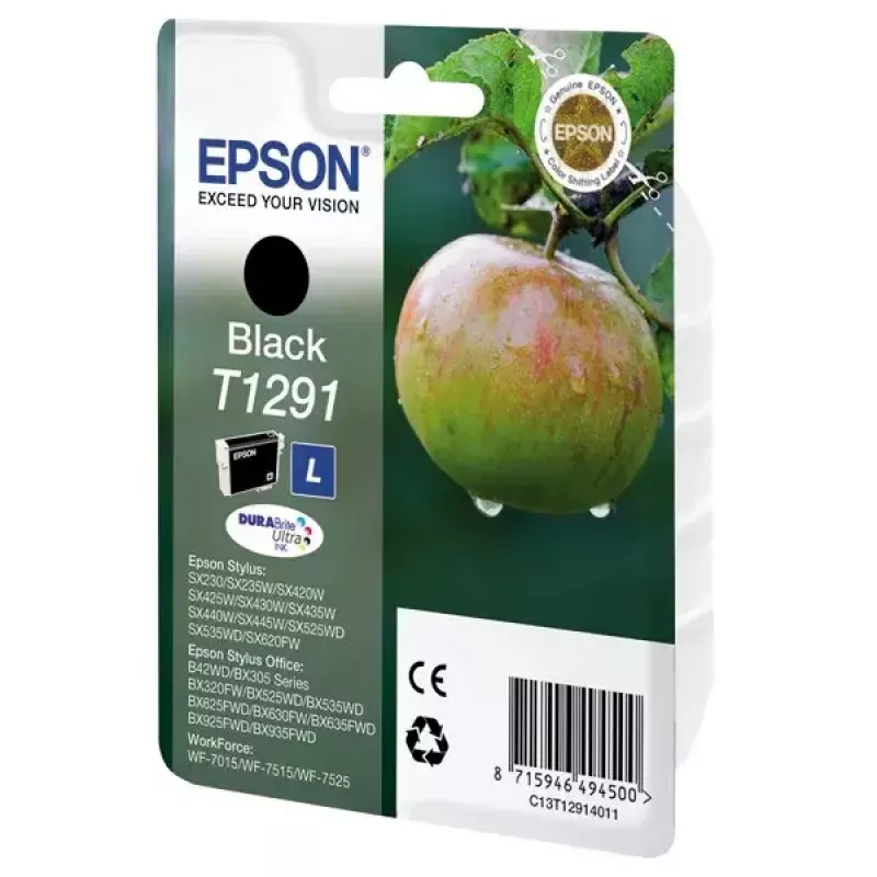 Kasetė Epson T1291 DURABrite Ultra juoda pigmentinė, 1 vnt.
