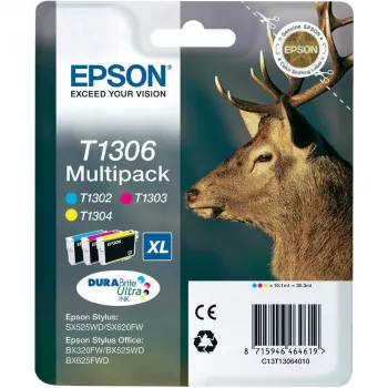 Epson Stag Multipack 3 spalvų T1306 DURABrite Ultra rašalas, Ciuan, Magenta, Geltona, Pigmentinis rašalas, 1 vnt., Multi pack