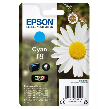 Epson Daisy 18 Claria Home Ink rašalinė kasetė, Cyan, 3,3 ml, 1 vnt., 180 puslapių
