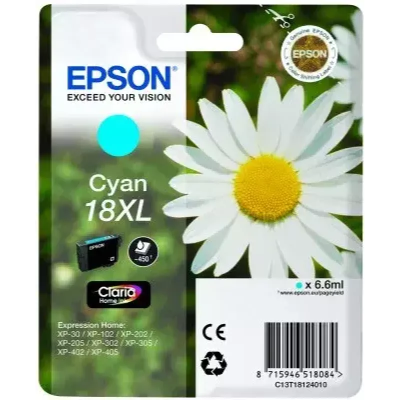 Kasetė EPSON rašalinė Cyan 18XL Claria Home Ink C13T18124010